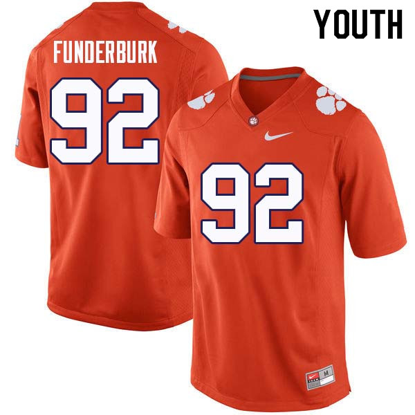 Youth #92 Daniel Funderburk Clemson Tigers College Football Jerseys Sale-Orange